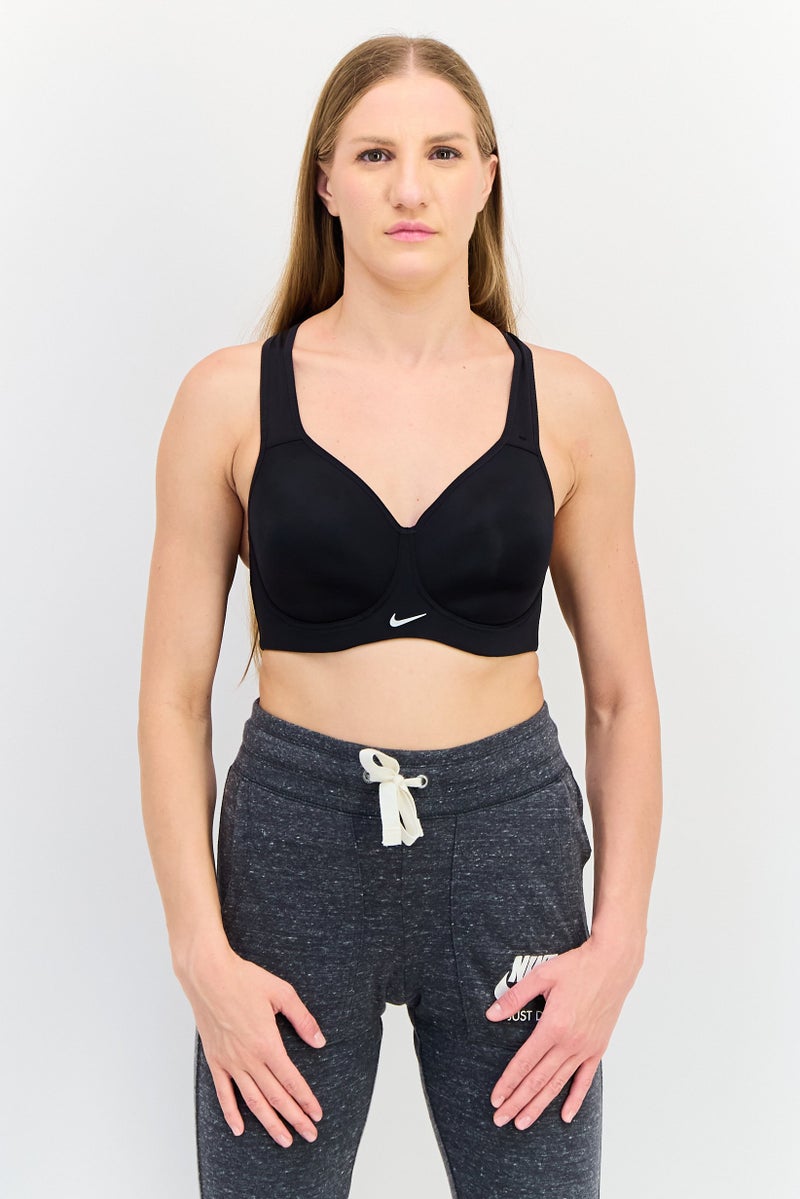 Nike Women Dri-Fit Brand Logo Padded Training Sports Bra, Black  - Image 1