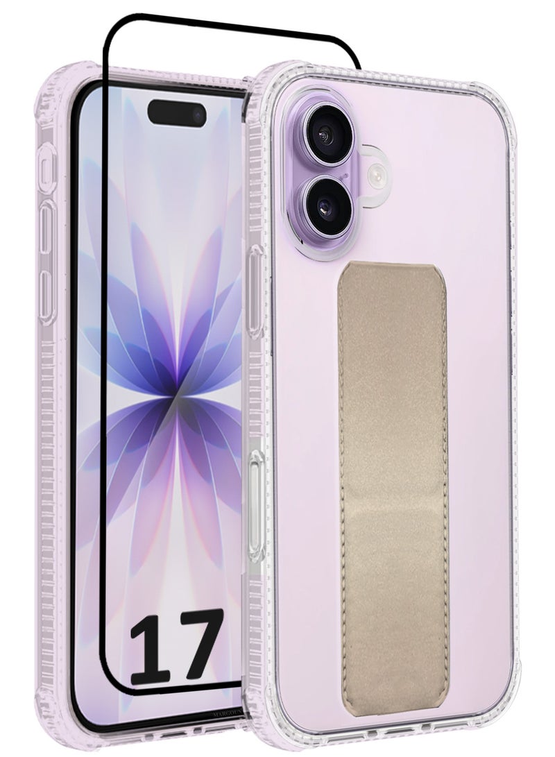 CATANES 2 Packs Finger Grip Clear Case Cover for iPhone 17- Kickstand Car Magnetic Holder Multi-function Protective Two-in-one Case with 3D Screen Protector - Golden - Image 1
