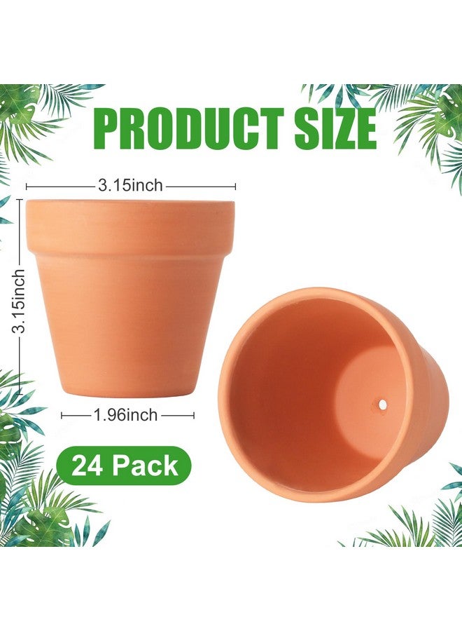 Baxrou Terra Cotta Pots, 24 Pack 3.15 Inch Mini Clay Pot with Drainage Holes,Cactus Flower Nursery Terracotta Pots for Indoor/Outdoor Succulent Plants, Crafts, Wedding Favor - Image 1