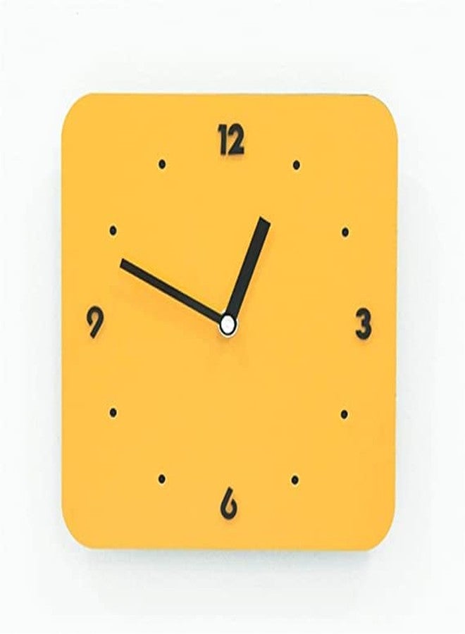 NABSTER Wooden Wall Clock Yellow Square with Black Number Made with Russian Birch Wood, Modern Design for Gifting, Office, Home, Living Room Decor (12 inch) (Yellow) - Image 1