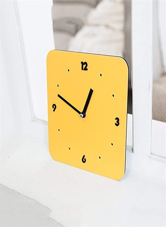 NABSTER Wooden Wall Clock Yellow Square with Black Number Made with Russian Birch Wood, Modern Design for Gifting, Office, Home, Living Room Decor (12 inch) (Yellow) - Image 2