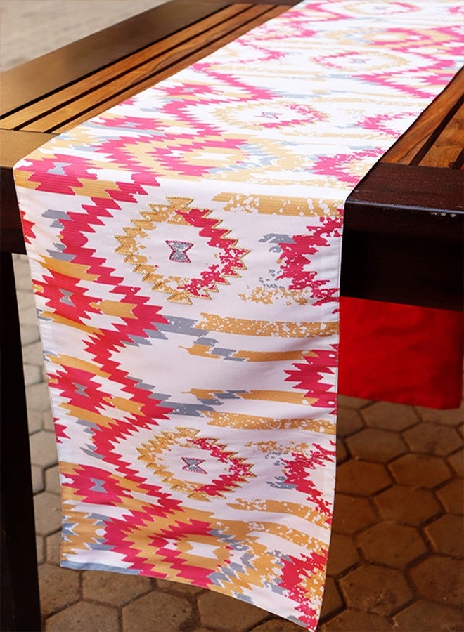 Zeba World 4 Seater / 6 Seater Table Runner Cloth, Table Runner for Living Room, Dining Table Runner | Polycanvas Ikat Printed - Multicolour | 30 cms x 210 cms; 12 inches x 84 inches - Image 3