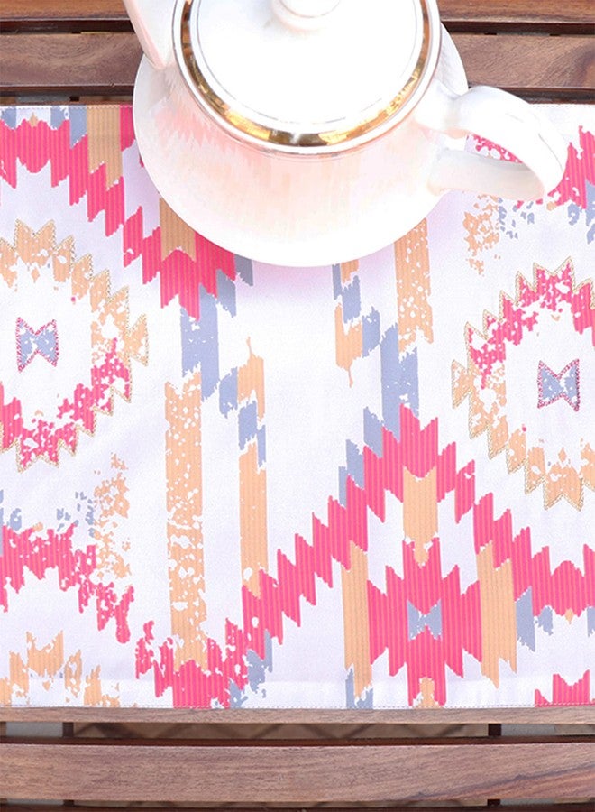 Zeba World 4 Seater / 6 Seater Table Runner Cloth, Table Runner for Living Room, Dining Table Runner | Polycanvas Ikat Printed - Multicolour | 30 cms x 210 cms; 12 inches x 84 inches - Image 2