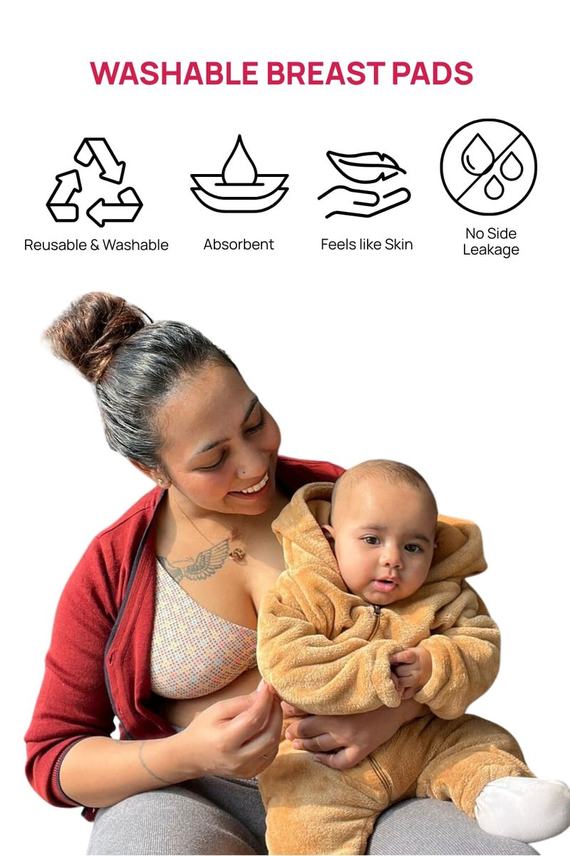Circus &Circus Leak Proof Pads for Nursing Bra | Washable Maternity Nipple Pads for Women | Reusable Leak Proof Nursing Pads for Breastfeeding Moms | 12 Units, White - Image 1