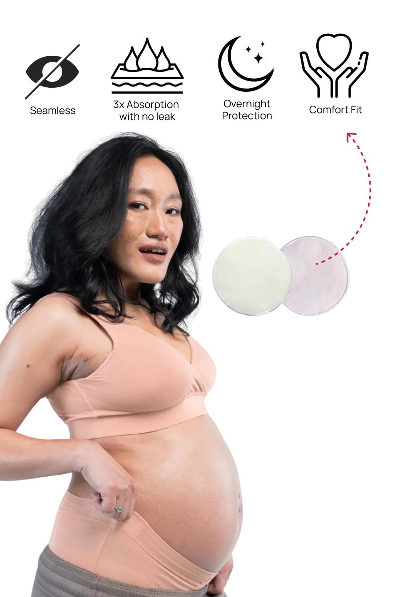 Circus &Circus Leak Proof Pads for Nursing Bra | Washable Maternity Nipple Pads for Women | Reusable Leak Proof Nursing Pads for Breastfeeding Moms | 12 Units, White - Image 4
