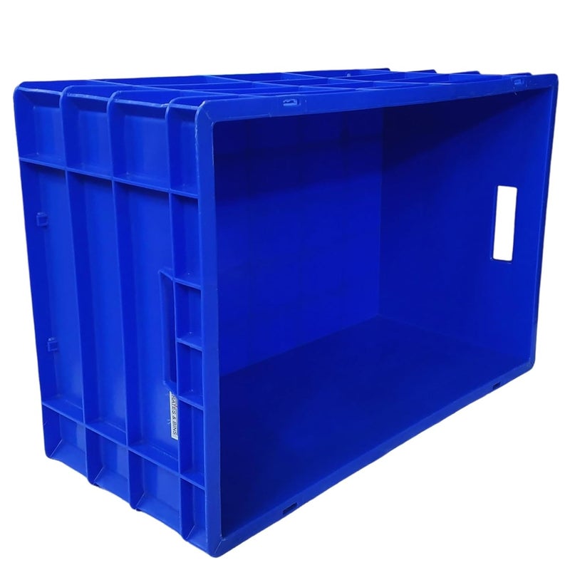 SINGHAL SINGHAL Plastic Crate with Lid 600x400x285 MM Multipurpose Heavy Duty Big Blue Portable Crates for storage Shelf Basket for Large Storage Bin Vegetable Fruit Milk  - Image 5