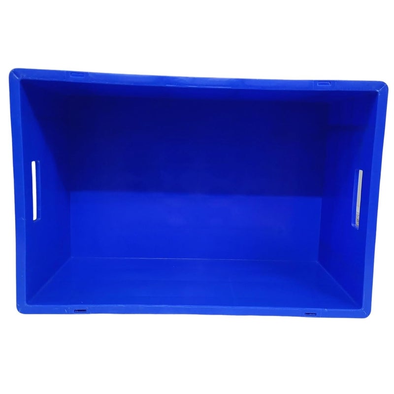 SINGHAL SINGHAL Plastic Crate with Lid 600x400x285 MM Multipurpose Heavy Duty Big Blue Portable Crates for storage Shelf Basket for Large Storage Bin Vegetable Fruit Milk  - Image 3