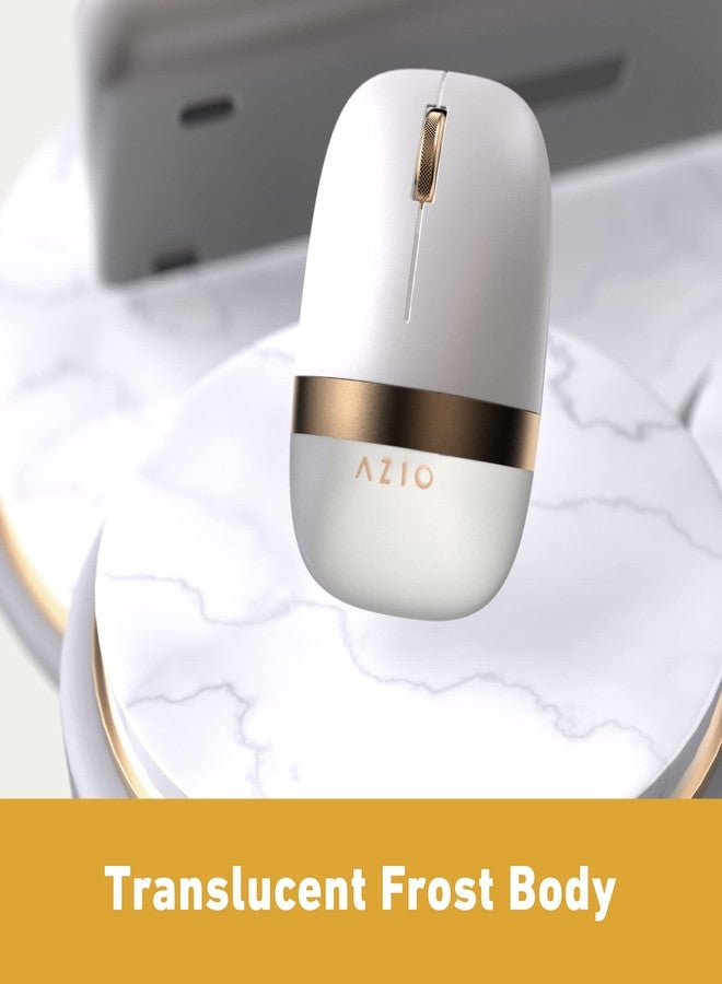 AZIO IZO Wireless Bluetooth Mouse with Round Ergonomic Form, Optical Sensor, Adjustable DPI, Rechargeable, PC & Mac - White Blossom - Image 3