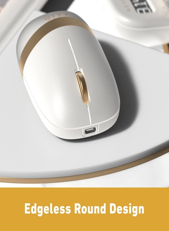 AZIO IZO Wireless Bluetooth Mouse with Round Ergonomic Form, Optical Sensor, Adjustable DPI, Rechargeable, PC & Mac - White Blossom - Image 2