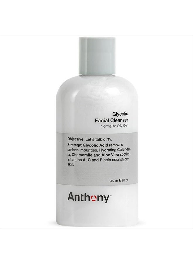Anthony منظف وجه جليكوليك للرجال - غسول وجه يومي وتحضير للحلاقة - مرطب، مقشر، ولطيف على البشرة الحساسة - غير رغوي، 8 أونصة سائلة - Image 1