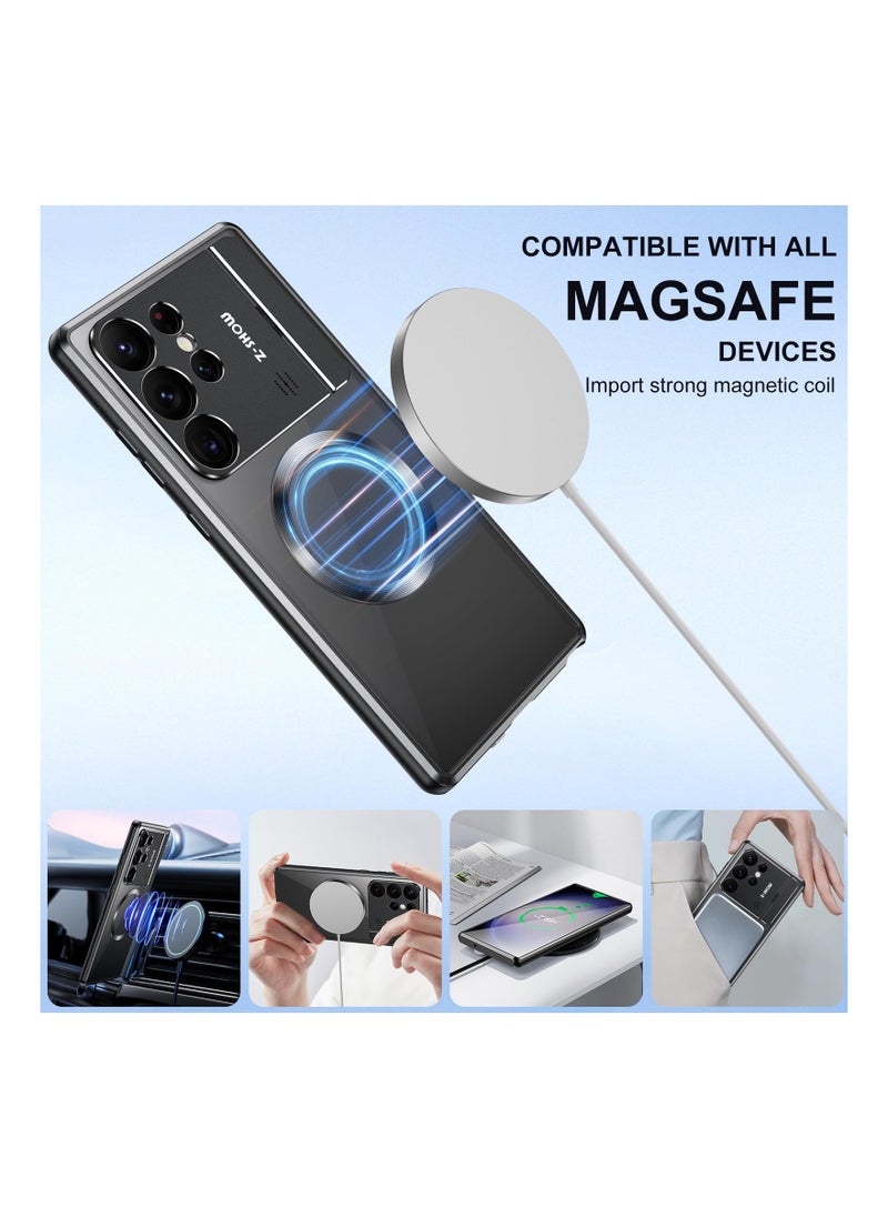Metal Magnetic for Samsung Galaxy S23 Ultra Case,Compatible with Magsafe, Wireless Charging,Metal Bumper Frame,Metal Kickstand,Upgrade Aromatherapy (Black)Note: Not built with front screen protector