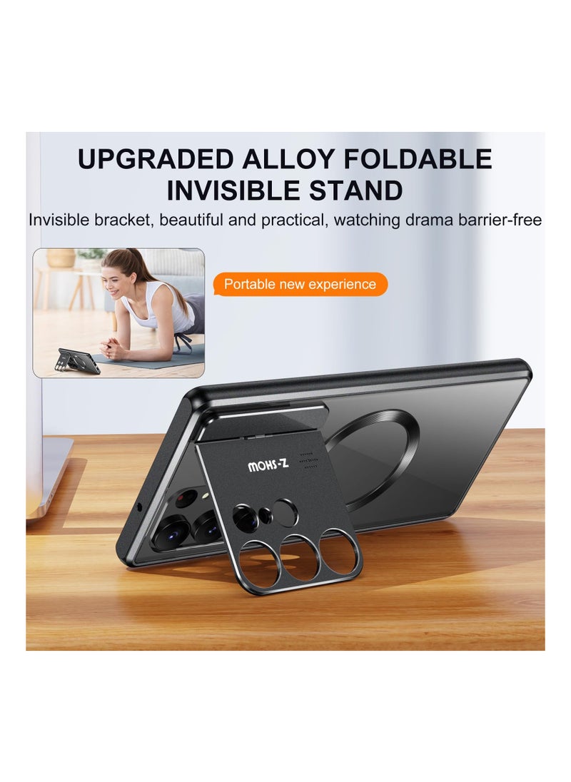 Metal Magnetic for Samsung Galaxy S23 Ultra Case,Compatible with Magsafe, Wireless Charging,Metal Bumper Frame,Metal Kickstand,Upgrade Aromatherapy (Black)Note: Not built with front screen protector
