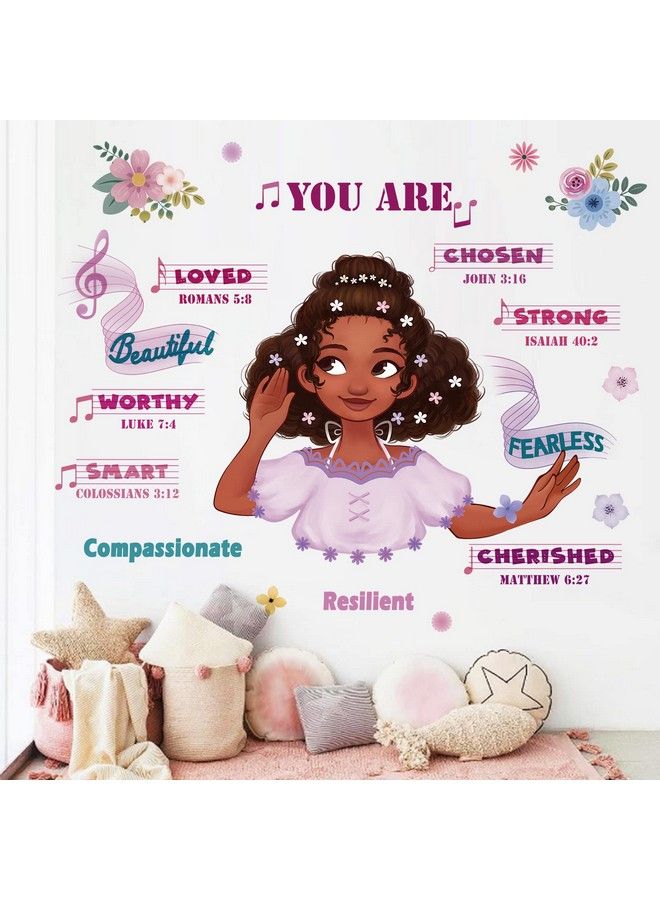 decalmile Black Girl Wall Decals Inspirational Quotes Flowers Wall Stickers Girls Bedroom Nursery Classroom Wall Decor - Image 1