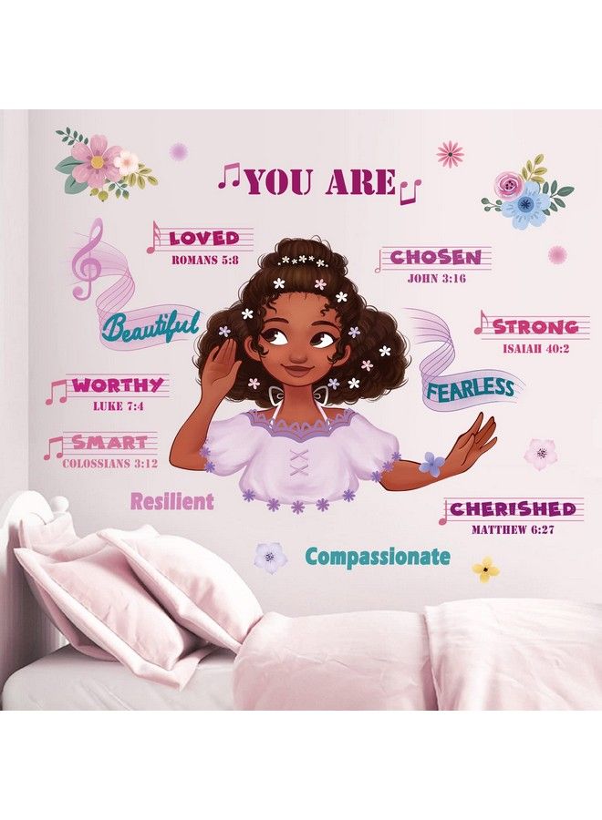 decalmile Black Girl Wall Decals Inspirational Quotes Flowers Wall Stickers Girls Bedroom Nursery Classroom Wall Decor - Image 3