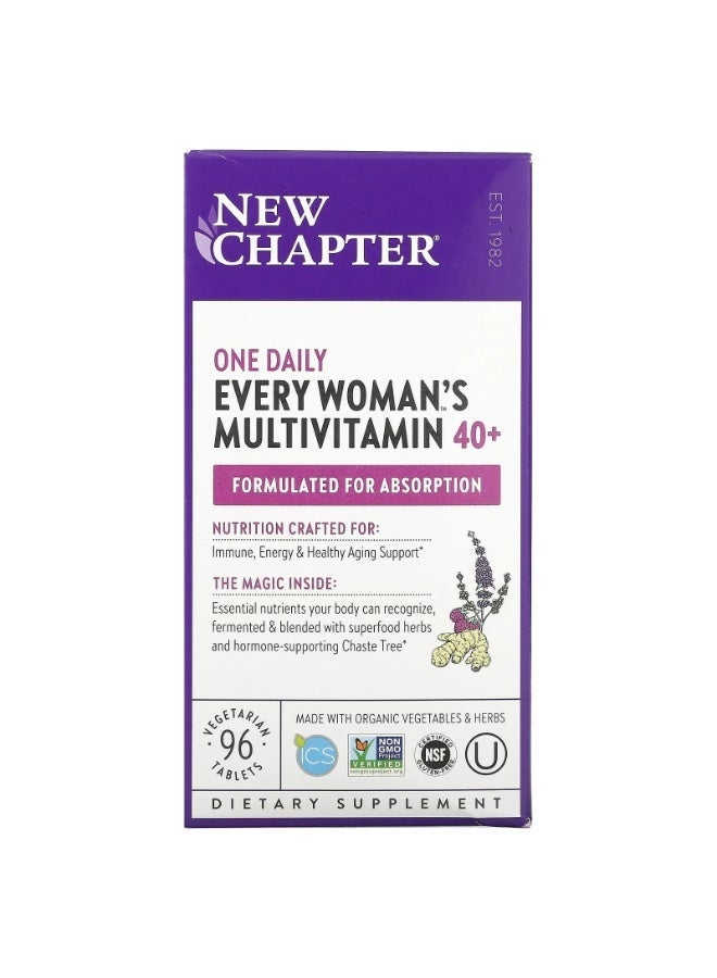 New Chapter Women's Multivitamin 40 Plus for Energy, Healthy Aging + Immune Support with 20+ Nutrients -- Every Woman's One Daily 40+, Gentle on the Stomach, 96 Count - Image 1