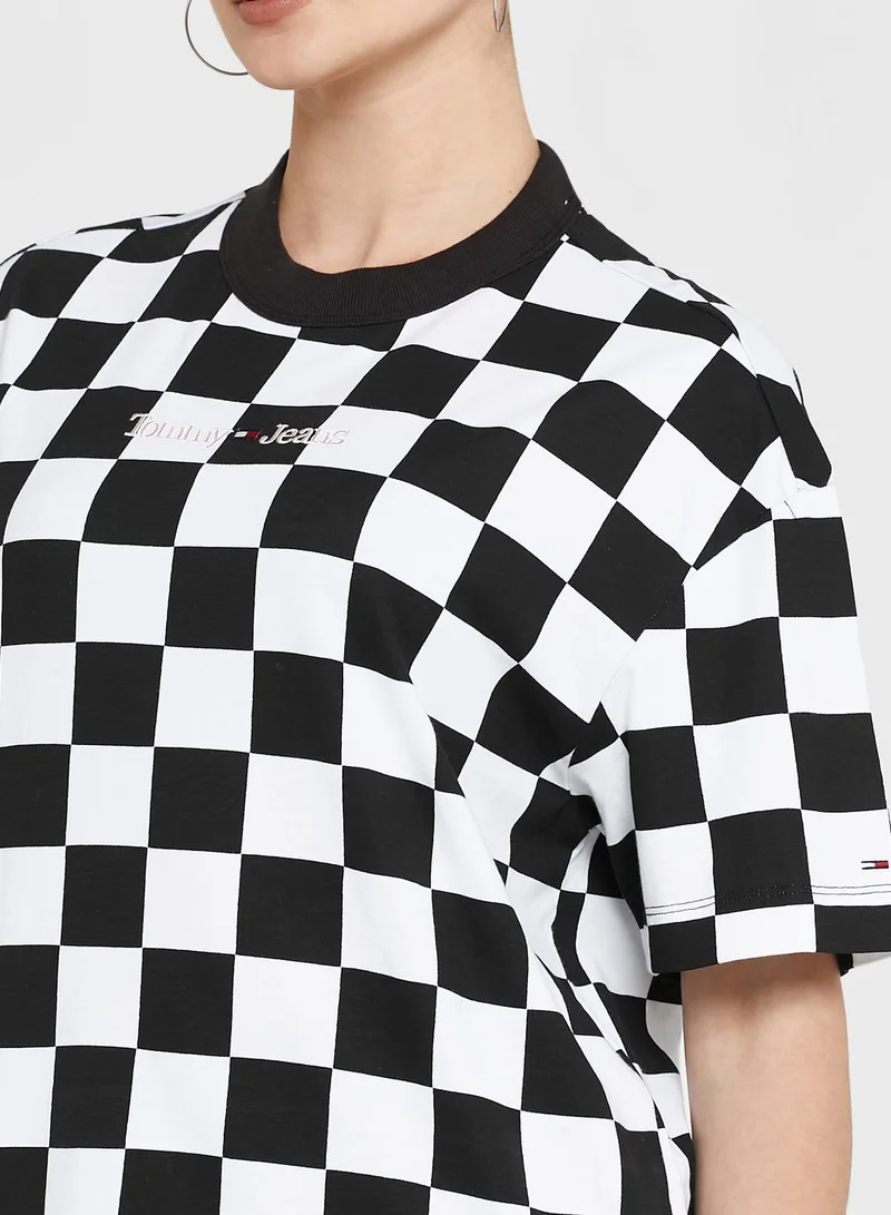 TOMMY JEANS Crew Neck Logo Check T-Shirt