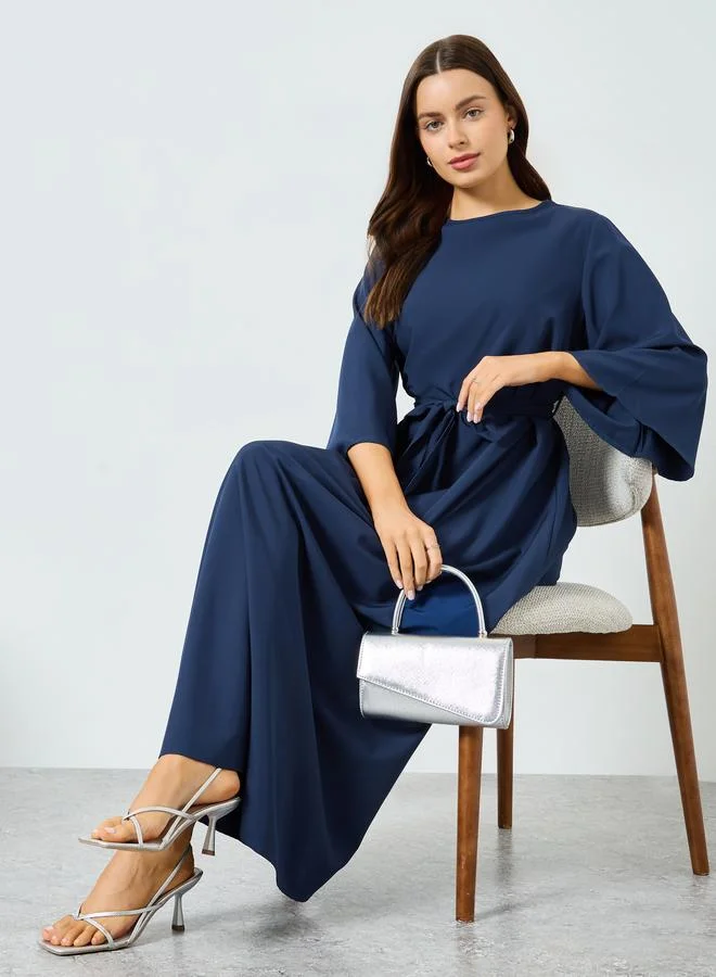 تايك تو فستان طويل بأكمام جرس ورباط خصر