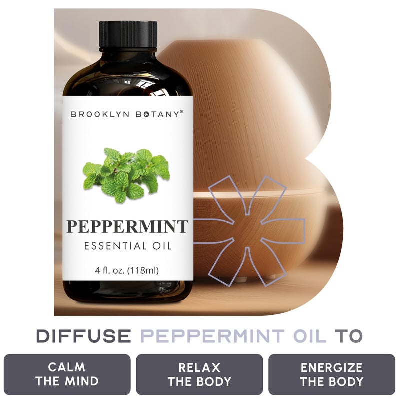 Brooklyn Botany Peppermint Essential Oil - Huge 4 Fl Oz - 100% Pure and Natural - Premium Grade with Dropper - for Aromatherapy and Diffuser - Image 5
