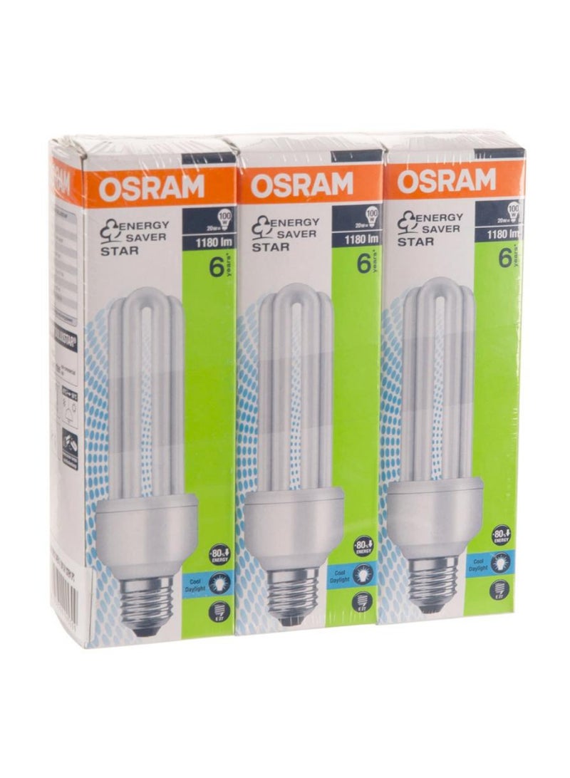 Osram T4 E.Saver Screw Bulb Pack 20W Day Light 3Pcs