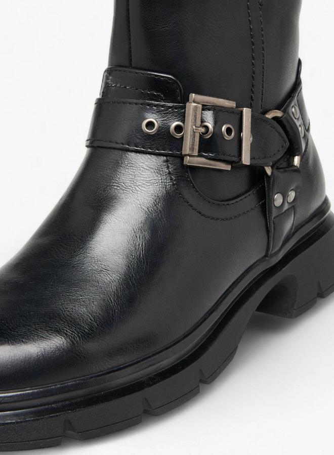 Celeste Women's Buckle Accent Ankle Boots with Block Heels and Zip Closure - Image 4