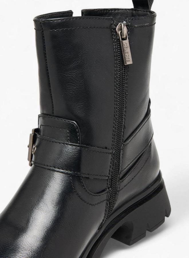 Celeste Women's Buckle Accent Ankle Boots with Block Heels and Zip Closure - Image 5