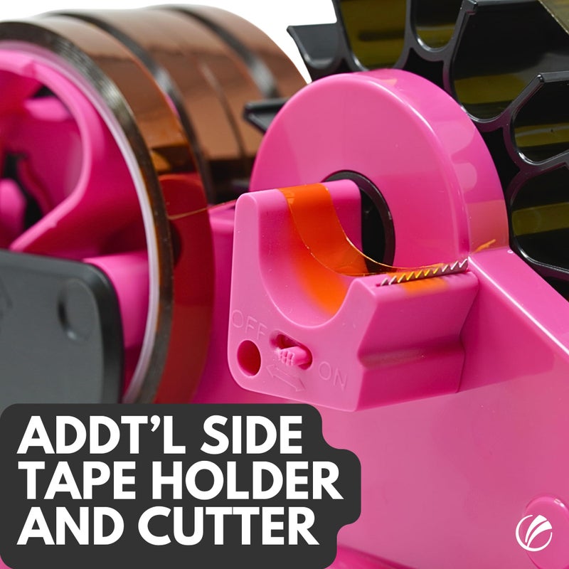 echomerx Original Heat Tape Dispenser Multi-Roll - Pre-Cut Sublimation | Heat Resistant, Heat Transfer, Thermal, Heat Press | Thin Double-Sided & Scotch Tapes, 1" & 3" Large Core, Pink - Image 3