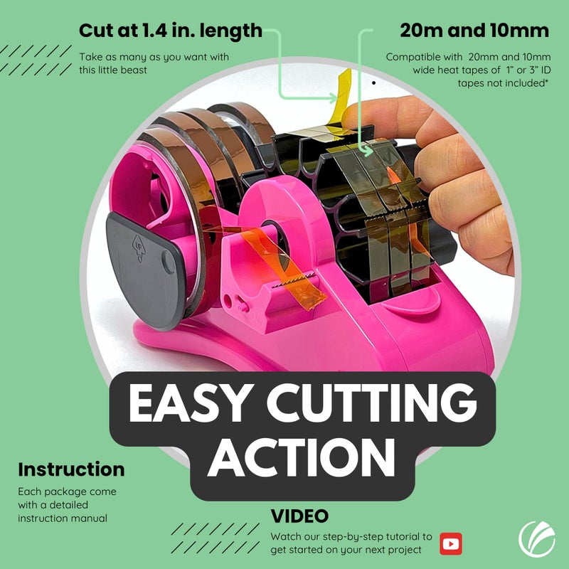 echomerx Original Heat Tape Dispenser Multi-Roll - Pre-Cut Sublimation | Heat Resistant, Heat Transfer, Thermal, Heat Press | Thin Double-Sided & Scotch Tapes, 1" & 3" Large Core, Pink - Image 2
