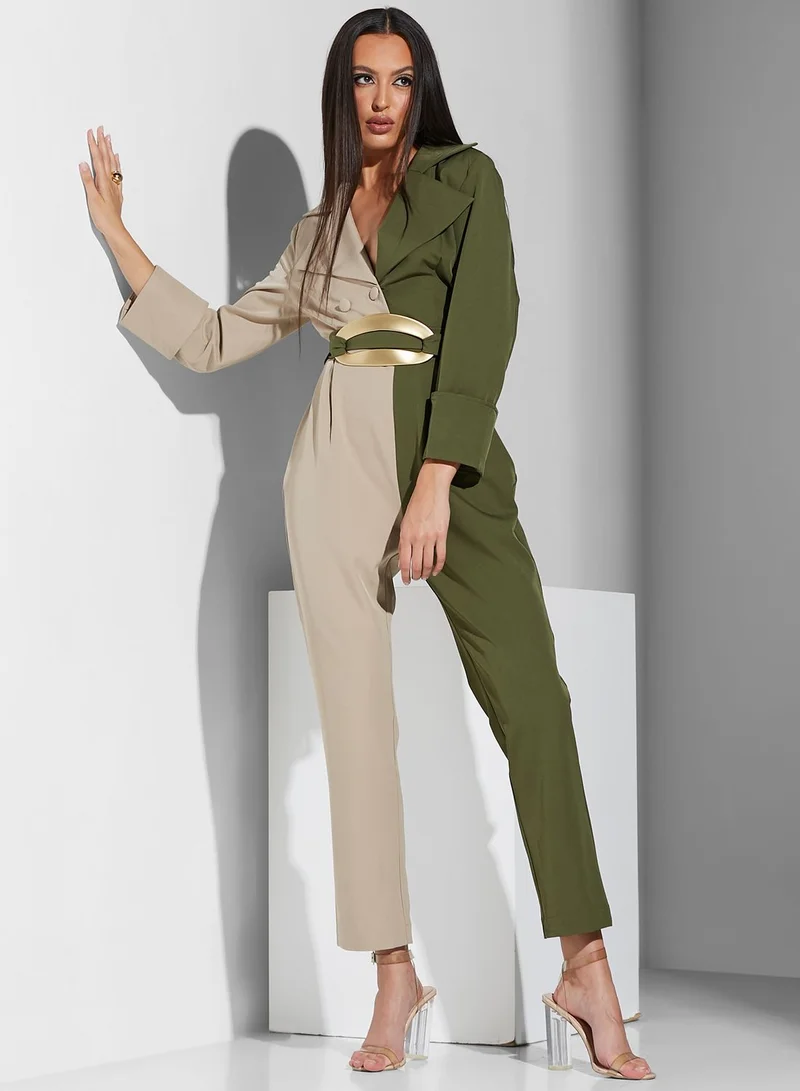 Namshi x Renee 11:11 Two-Tone Structured Jumpsuit