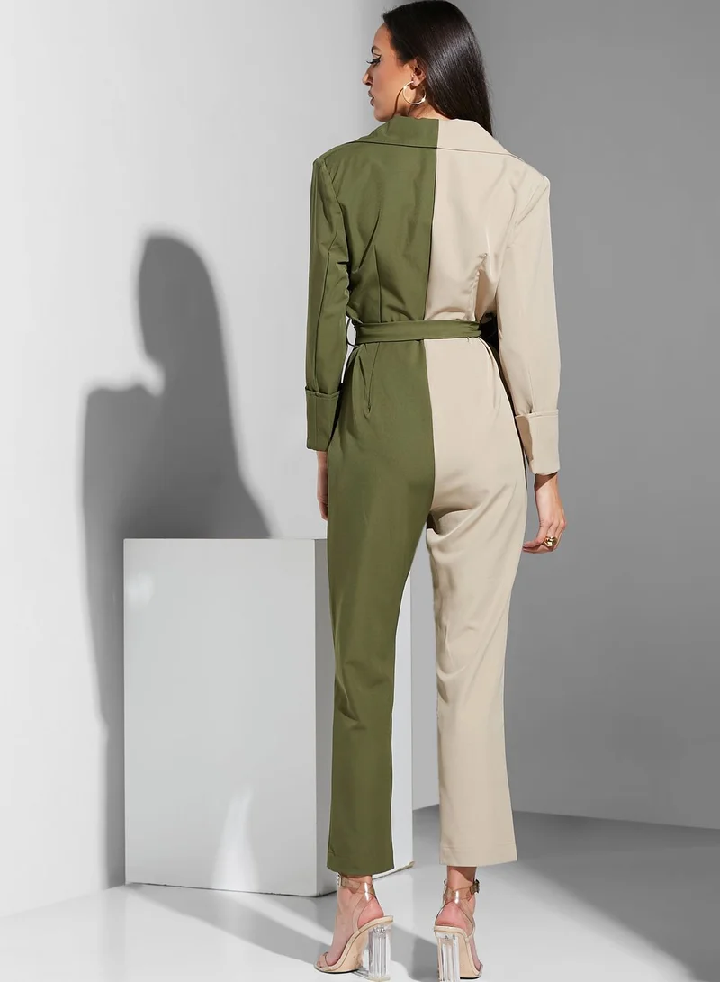 Namshi x Renee 11:11 Two-Tone Structured Jumpsuit