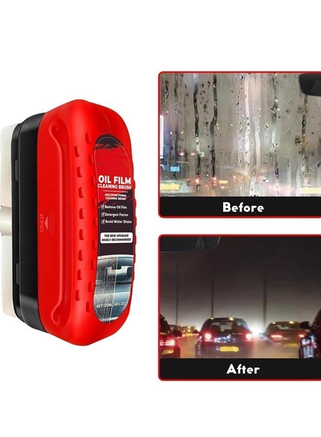 New Oil Film Cleaning Brush, Glass Cleaning Tool with Windshield Hydrophobic Coating, Improves Clarity and Visibility, Great for Removing Oil Film, Dirt and Grime - Image 1