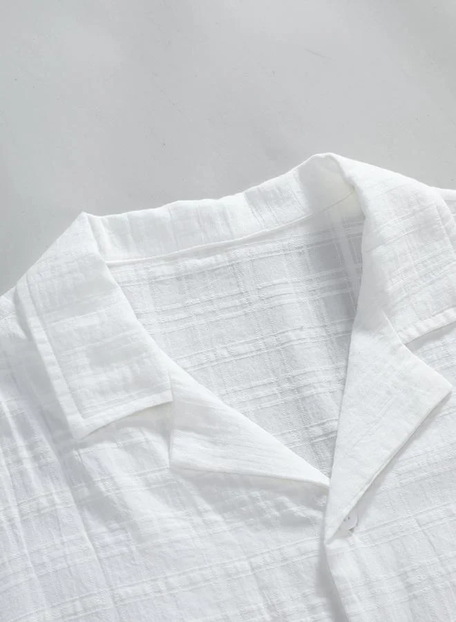 Take Two Take Two Men White Textured Buttoned Regular Fit Shirt