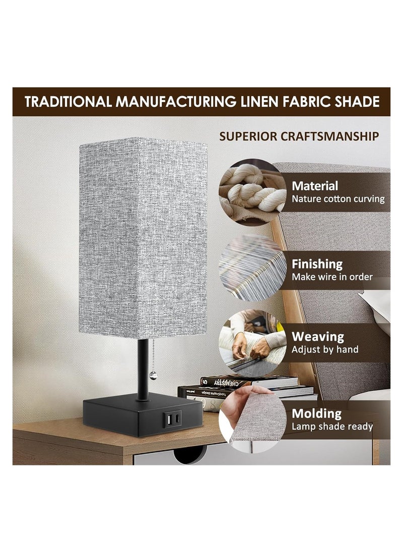DMG TECH Bedside Lamp for Bedroom, Wood Nightstand Lamp with USB Ports, Table Lamp with USB C + A Charging Ports, 3 Way Dimmable Touch Lamp for Living Room,Home,Office, LED Bulb Included  - Image 3
