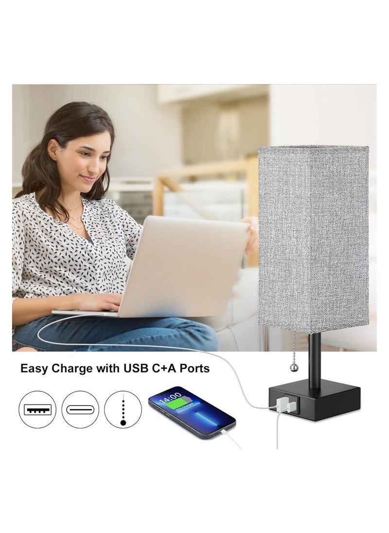 DMG TECH Bedside Lamp for Bedroom, Wood Nightstand Lamp with USB Ports, Table Lamp with USB C + A Charging Ports, 3 Way Dimmable Touch Lamp for Living Room,Home,Office, LED Bulb Included  - Image 4