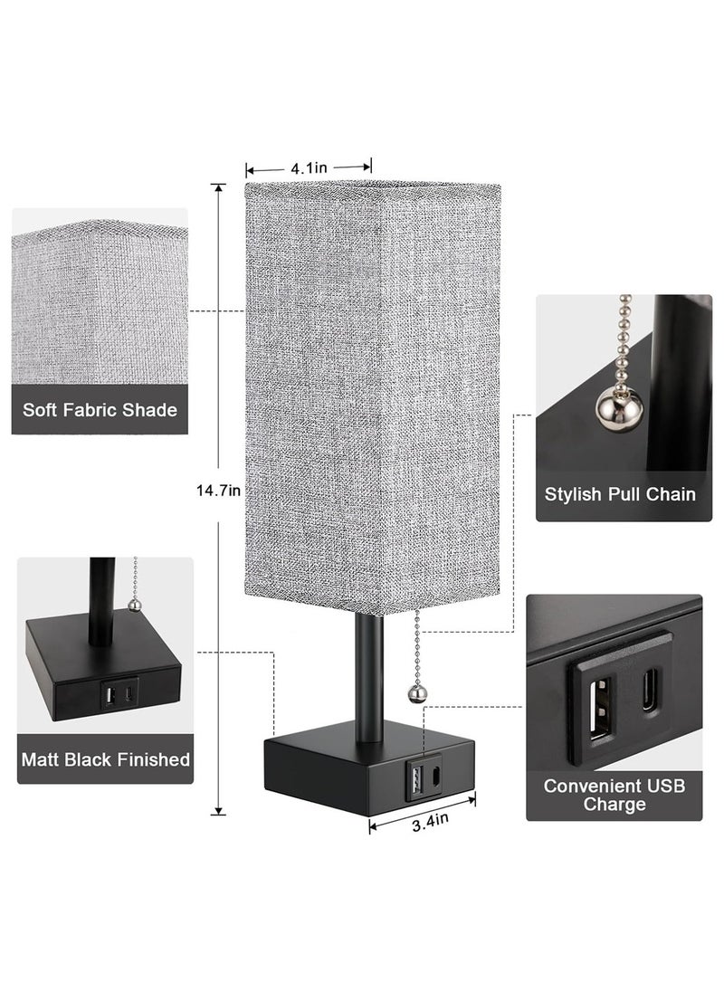 DMG TECH Bedside Lamp for Bedroom, Wood Nightstand Lamp with USB Ports, Table Lamp with USB C + A Charging Ports, 3 Way Dimmable Touch Lamp for Living Room,Home,Office, LED Bulb Included  - Image 5