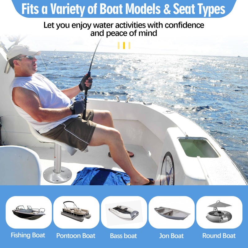 MTZUL 9" x 9" Boat Seat Base Aluminum Alloy Material Fits 2" or 2 3/8" Pin Post Sockets SP-68914 Heavy Duty Boat Seat Pedestals Compatible with Attwood Swivl-Eze Boat Seat Mounts Fits Most Boats - Image 5