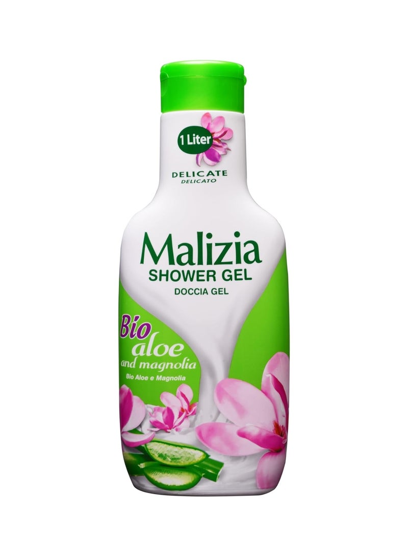 Malizia Delicate Shower Gel, Bio Aloe & Magnolia, 1 Litre - Image 1
