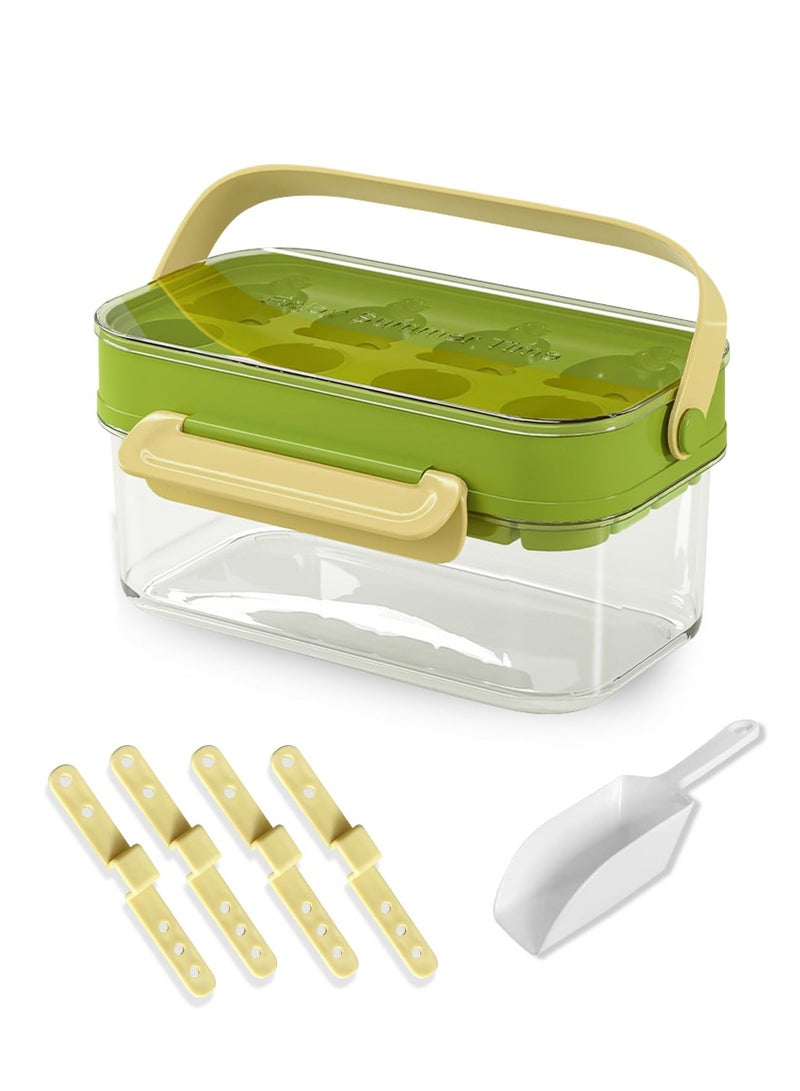 SYOSI Ice Cube Trays for Freezer with Lid and Bin, Ice Molds Spill-Resistant Removable Lid & Ice Scoop, BPA Free Silicone,Easy Release and Reusable, Ice Cube Tray Mold for Whiskey Cocktail, Tea, Coffee - Image 2