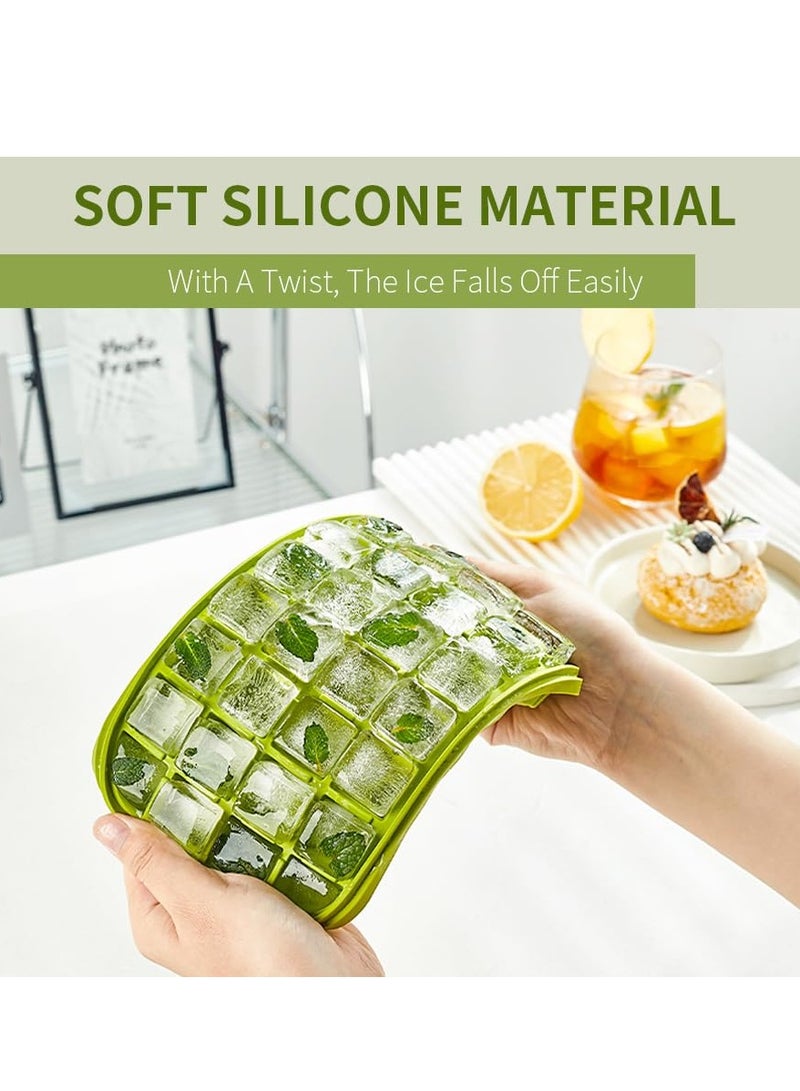 SYOSI Ice Cube Trays for Freezer with Lid and Bin, Ice Molds Spill-Resistant Removable Lid & Ice Scoop, BPA Free Silicone,Easy Release and Reusable, Ice Cube Tray Mold for Whiskey Cocktail, Tea, Coffee - Image 4