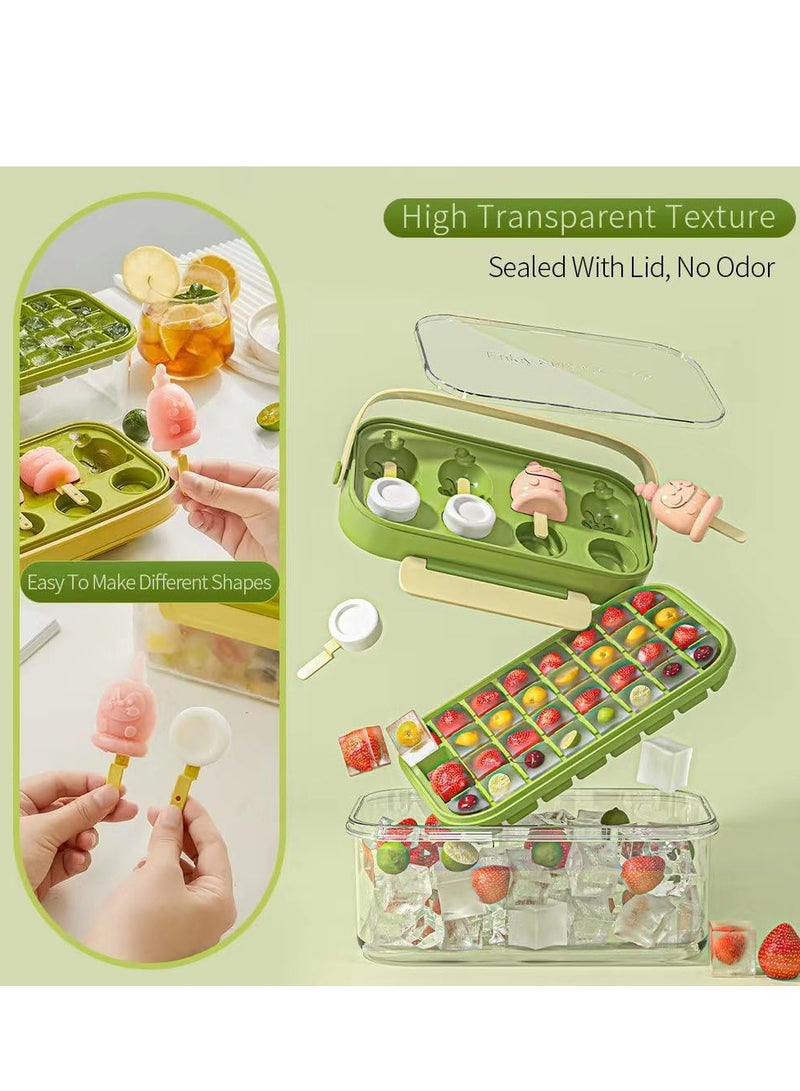 SYOSI Ice Cube Trays for Freezer with Lid and Bin, Ice Molds Spill-Resistant Removable Lid & Ice Scoop, BPA Free Silicone,Easy Release and Reusable, Ice Cube Tray Mold for Whiskey Cocktail, Tea, Coffee - Image 5