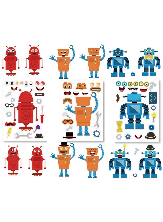 T-Antrix 24 ورقة لصنع ملصقات الروبوت الخاصة بك ملصقات لصنع وجه للأطفال والرضع مع الروبوتات حرف يدوية لوازم حفلات الأطفال - Image 3
