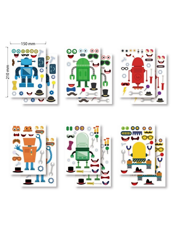 T-Antrix 24 ورقة لصنع ملصقات الروبوت الخاصة بك ملصقات لصنع وجه للأطفال والرضع مع الروبوتات حرف يدوية لوازم حفلات الأطفال - Image 2