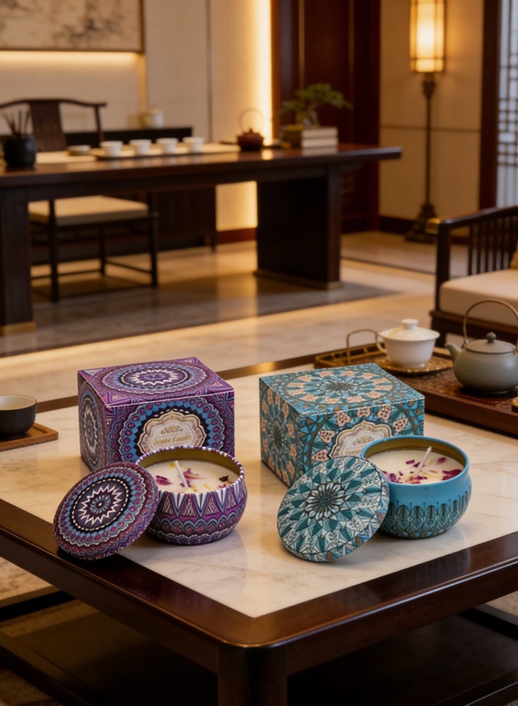 كاندل Premium 2-Piece Scented Candle Set Bluebell and Lavender Fragrance Luxury Aromatherapy Candles for Home Decor - Image 5