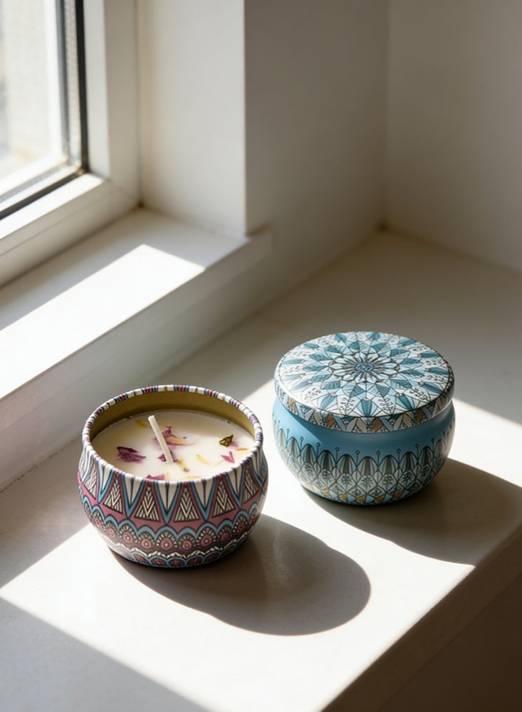 كاندل Premium 2-Piece Scented Candle Set Bluebell and Lavender Fragrance Luxury Aromatherapy Candles for Home Decor - Image 3