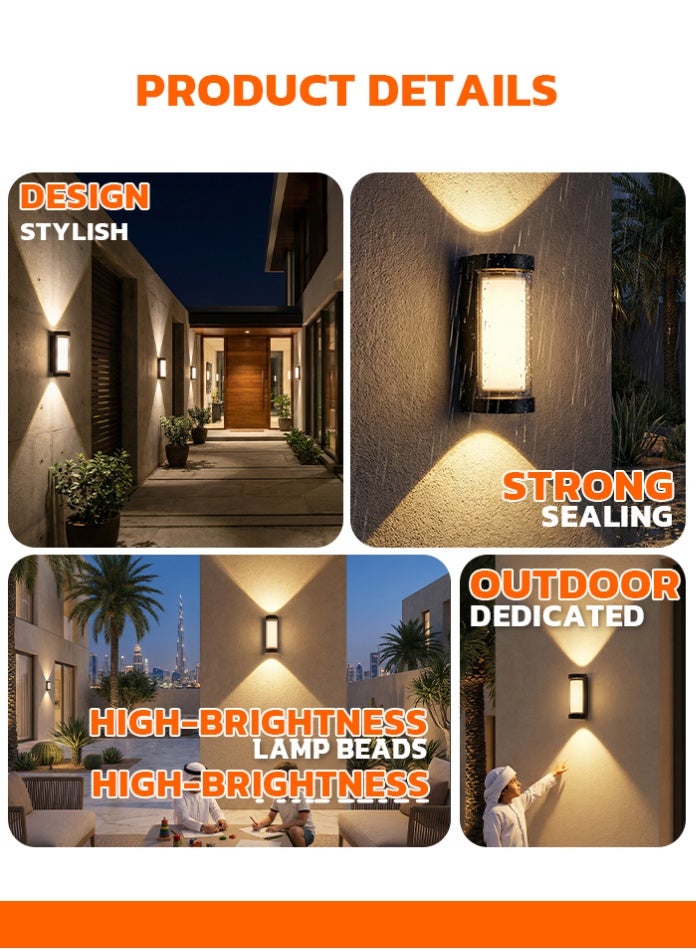 Vmax Modern 24W Outdoor LED Wall Light – Waterproof IP65 Dual-Beam Up & Down Sconce – High Brightness 1920LM Aluminum Wall Lamp for Villa, Garden, & Patio - Image 5