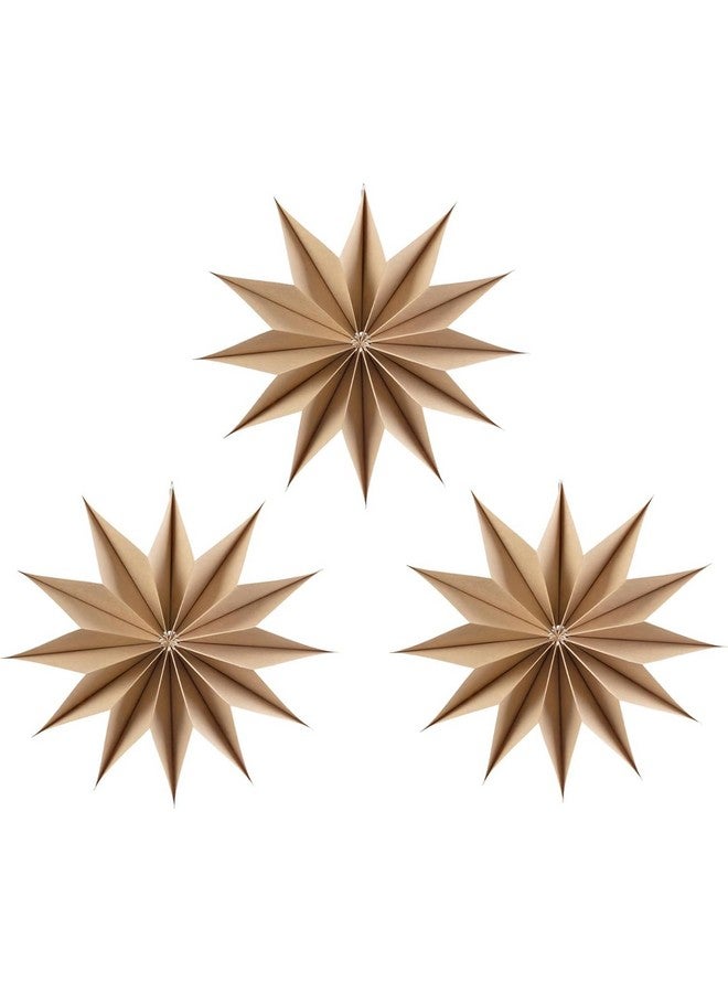 Easy Joy EASY JOY 12-Pointed Brown Paper Stars Christmas Decorations Hanging Tree Decorations Santa Ceiling Decorations Hanging Star Lanterns Lampshade Christmas Holiday, Weddings, Birthday Party Decorations  - Image 1