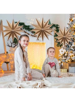 Easy Joy EASY JOY 12-Pointed Brown Paper Stars Christmas Decorations Hanging Tree Decorations Santa Ceiling Decorations Hanging Star Lanterns Lampshade Christmas Holiday, Weddings, Birthday Party Decorations  - Image 5