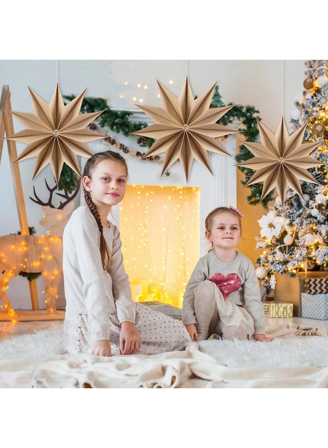 Easy Joy EASY JOY 12-Pointed Brown Paper Stars Christmas Decorations Hanging Tree Decorations Santa Ceiling Decorations Hanging Star Lanterns Lampshade Christmas Holiday, Weddings, Birthday Party Decorations  - Image 5