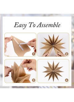 Easy Joy EASY JOY 12-Pointed Brown Paper Stars Christmas Decorations Hanging Tree Decorations Santa Ceiling Decorations Hanging Star Lanterns Lampshade Christmas Holiday, Weddings, Birthday Party Decorations  - Image 4