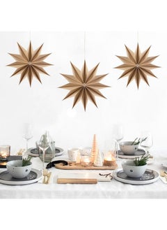 Easy Joy EASY JOY 12-Pointed Brown Paper Stars Christmas Decorations Hanging Tree Decorations Santa Ceiling Decorations Hanging Star Lanterns Lampshade Christmas Holiday, Weddings, Birthday Party Decorations  - Image 3