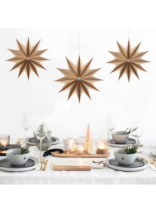 Easy Joy EASY JOY 12-Pointed Brown Paper Stars Christmas Decorations Hanging Tree Decorations Santa Ceiling Decorations Hanging Star Lanterns Lampshade Christmas Holiday, Weddings, Birthday Party Decorations  - Image 3